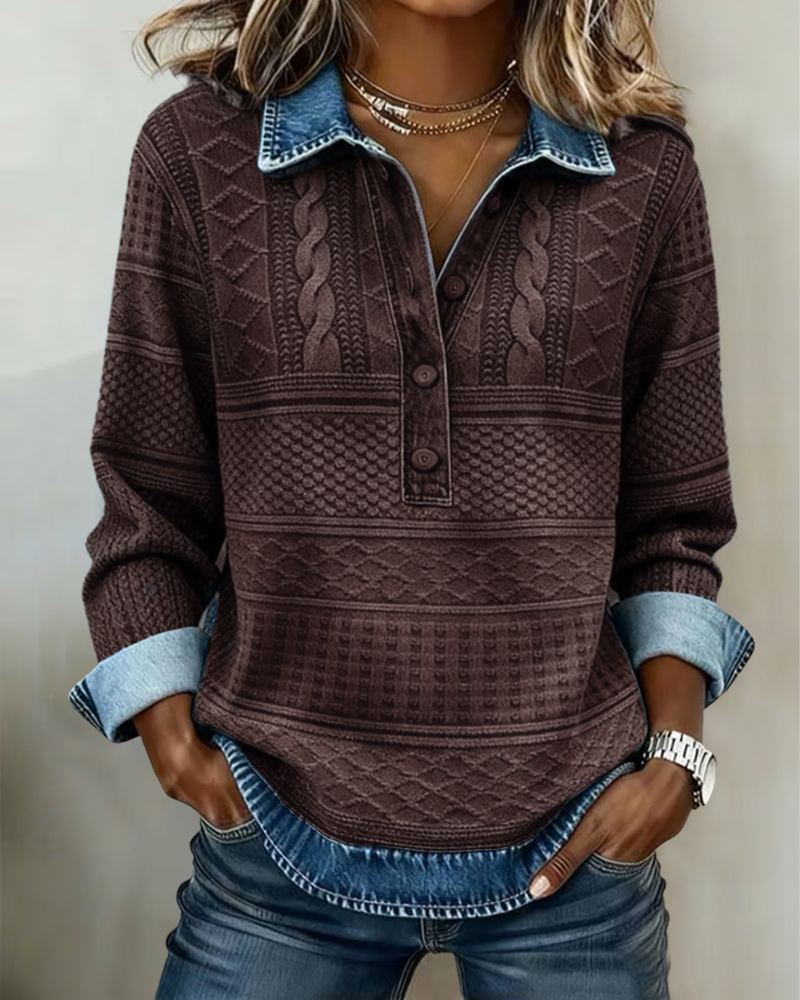 Shanna | Trendy Sweatshirt with Half Button and Collar