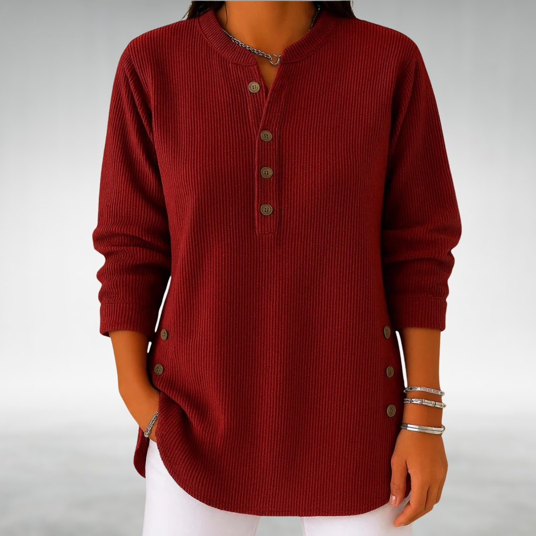 Lily | Retro Corduroy V-Neck Top