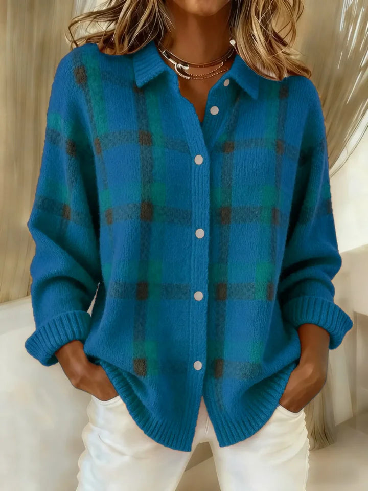 Claire | Retro Contrast Plaid Sweater