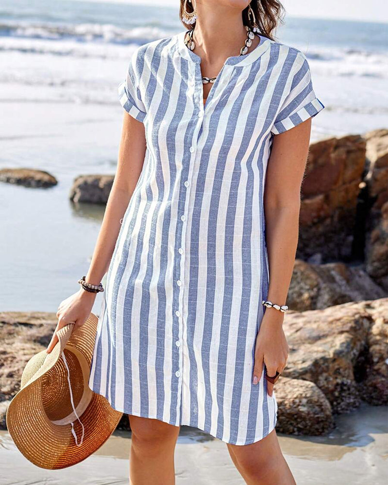 Carmen | Elegant Striped Shirt Dress