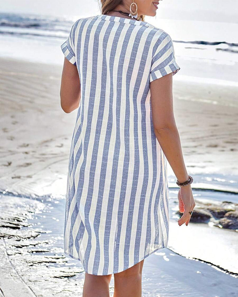 Carmen | Elegant Striped Shirt Dress
