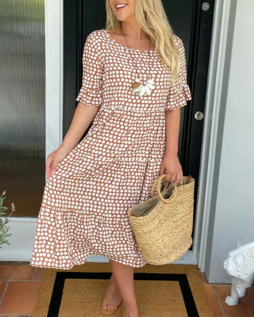 Aneta | Short-Sleeved Midi Dress