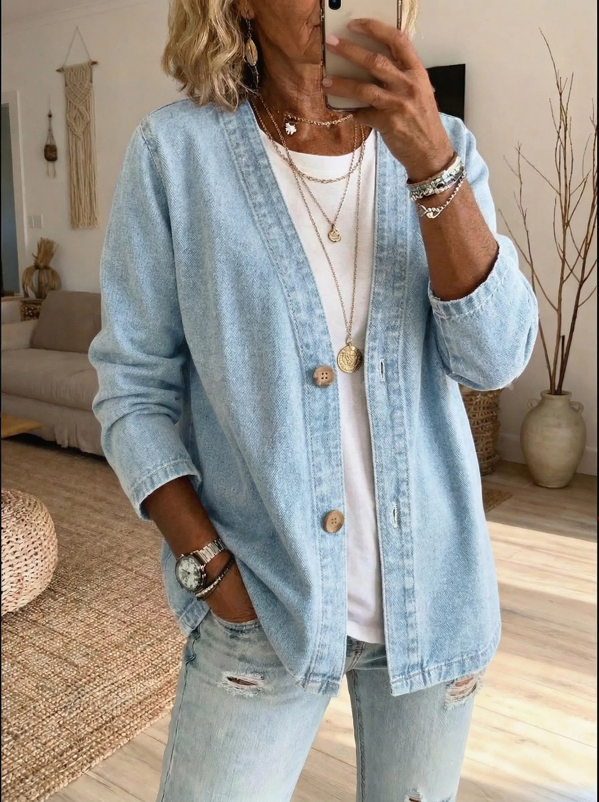 Dariah | Denim Button Coat