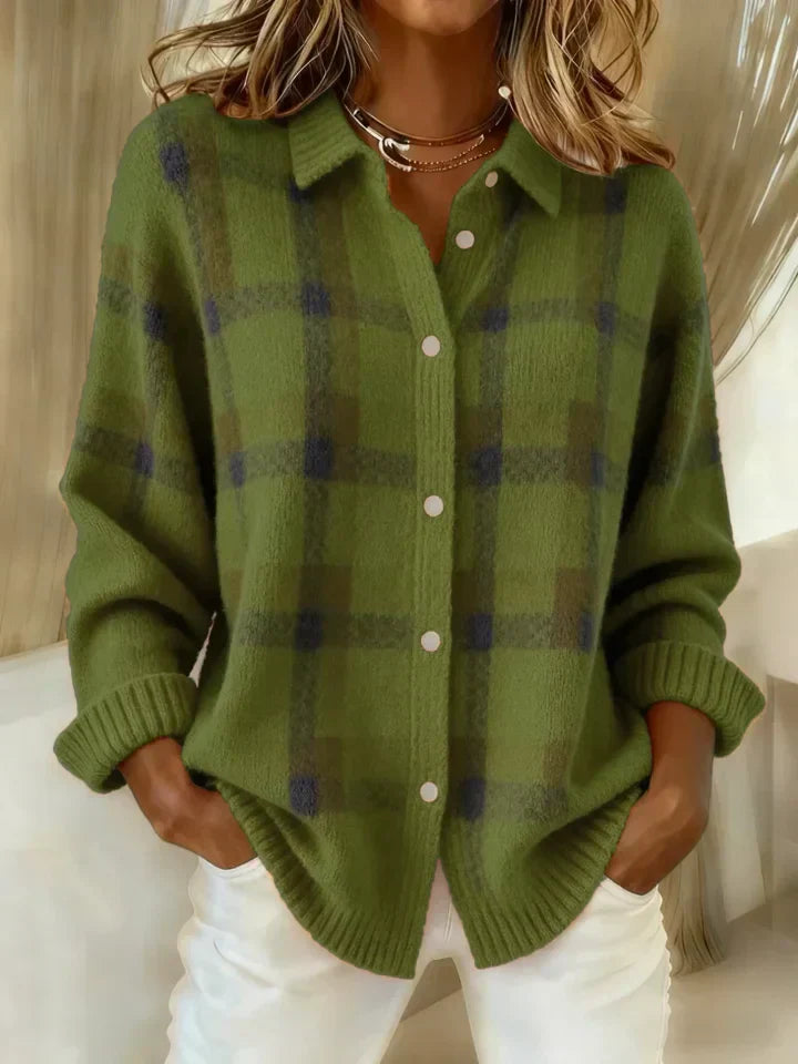 Claire | Retro Contrast Plaid Sweater