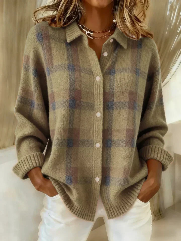 Claire | Retro Contrast Plaid Sweater