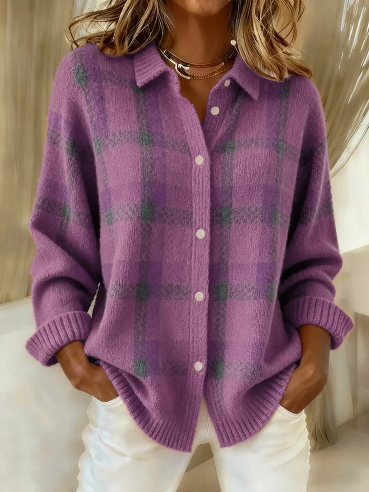 Claire | Retro Contrast Plaid Sweater