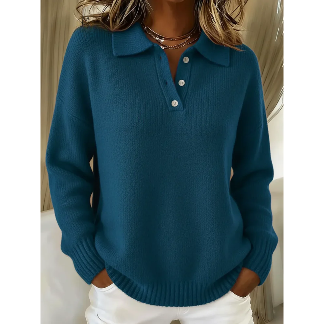 Harriet | Soft Knit Polo Sweater
