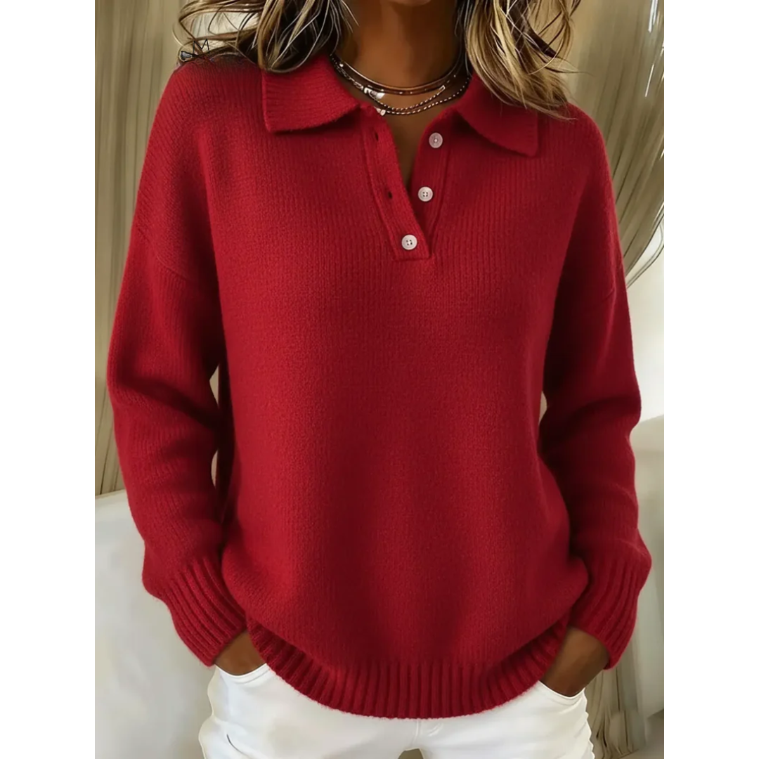 Harriet | Soft Knit Polo Sweater