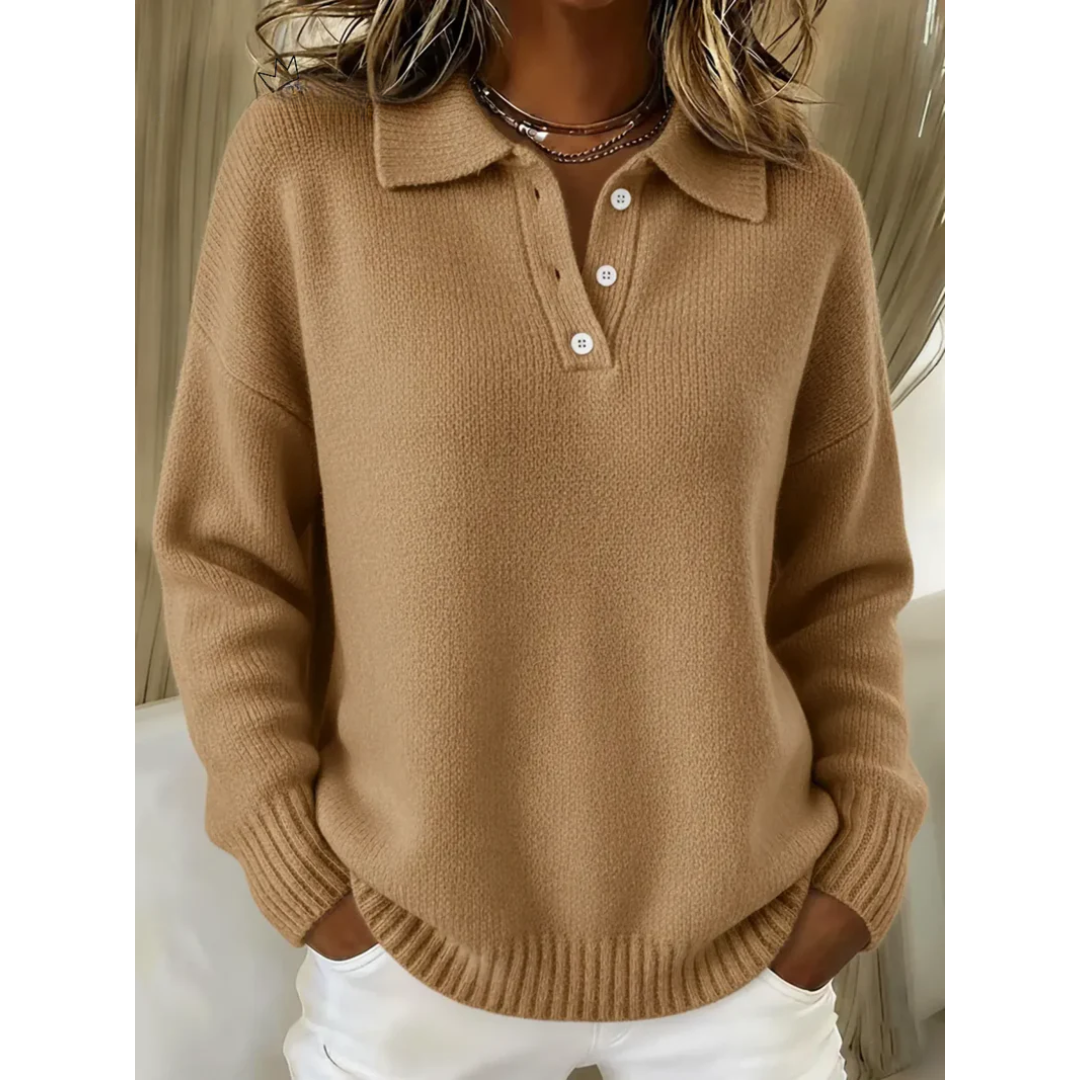 Harriet | Soft Knit Polo Sweater