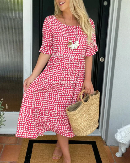 Aneta | Short-Sleeved Midi Dress