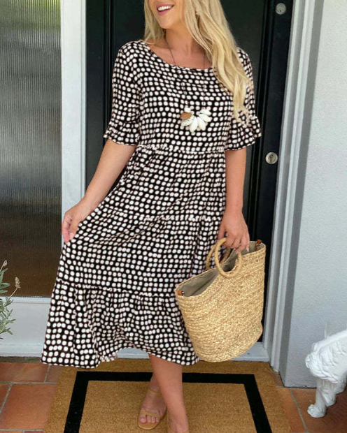 Aneta | Short-Sleeved Midi Dress