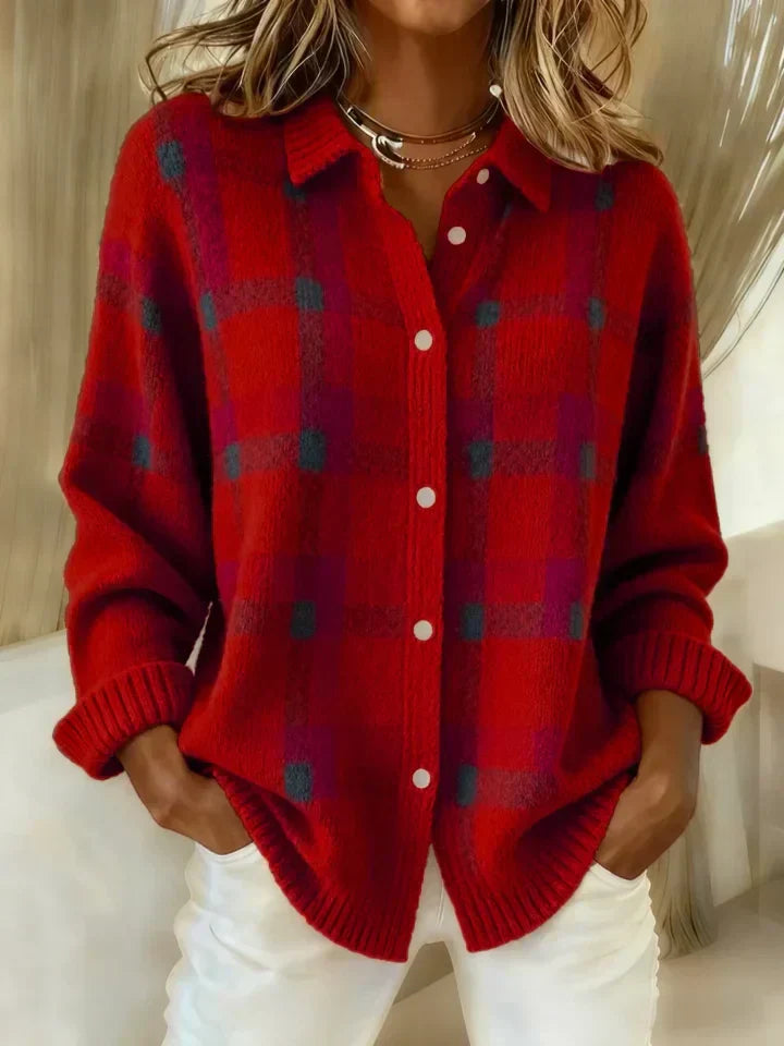 Claire | Retro Contrast Plaid Sweater